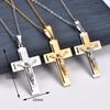Stainless Steel Jesus Crucifix Cross Pendant Necklace for Women Men Religious Faith Prayer Charms Chain Amulet Metal Jewelry