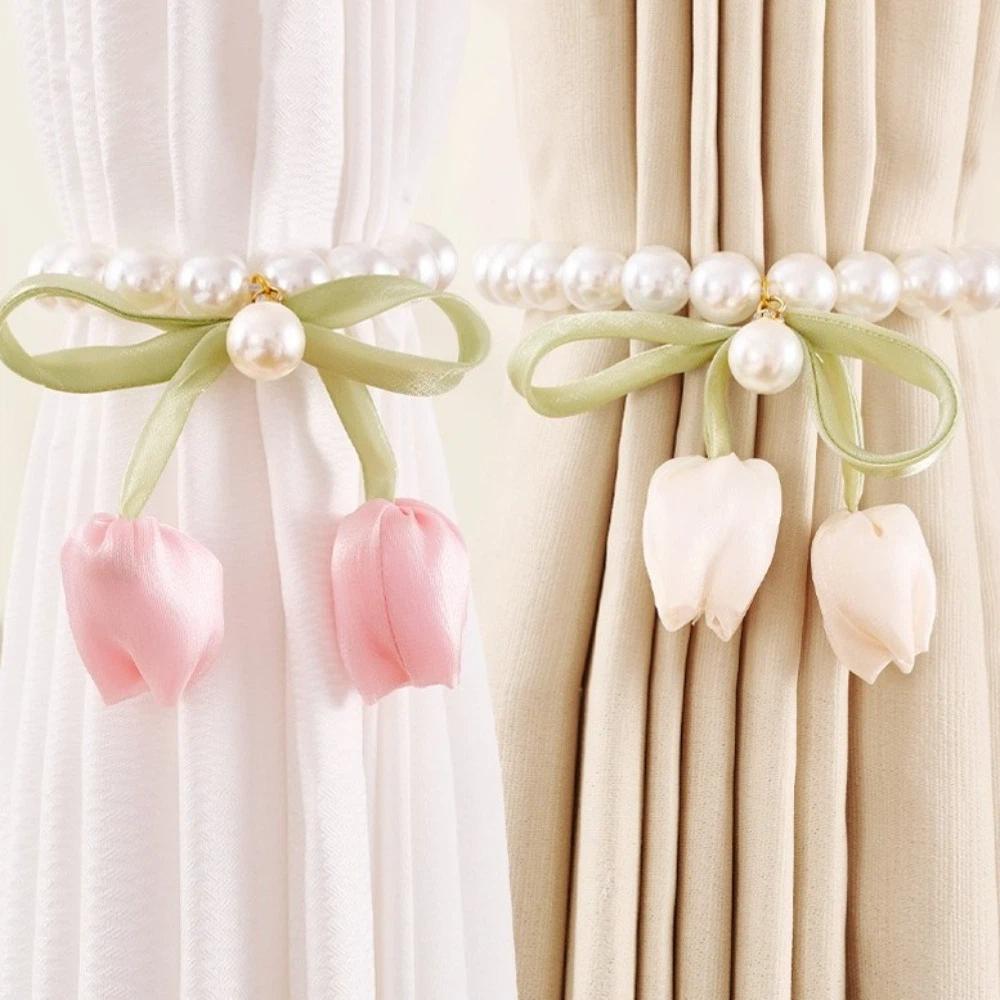 Romantic Flower Pearl Curtain Buckle Exquisite Tulip Curtain Straps Curtains Tie Rope  Office