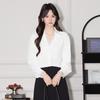 Women's Polo Collar Lace Trim Long Sleeve Shirt
