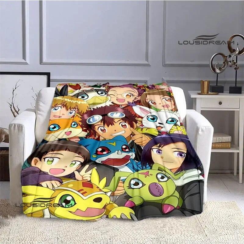 Digimon Cartoon Printing Blanket Flange Warm Blanket Picnic Blanket Home Travel Blanket Bed Linings Birthday Gift