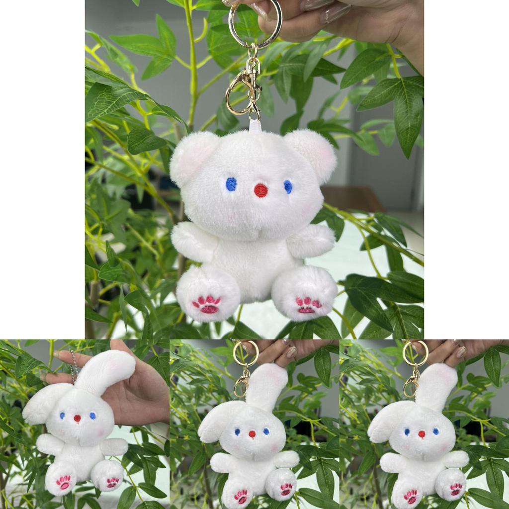 Adorable Plush Bunny And Bear Keychain Pendant With Soft Short Fur For Cute Accessories