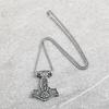Stainless Steel Viking Pendant Necklace with Double Wolf Heads - Nordic Mythology Inspired, Retro Style