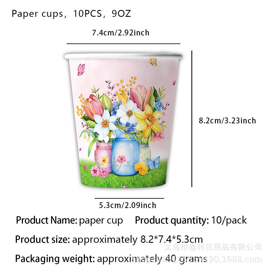 Spring Flowers Flower Theme Party Supplies Tableware Paper Plates Paper Cups Tissue Tablecloths Party Decorations