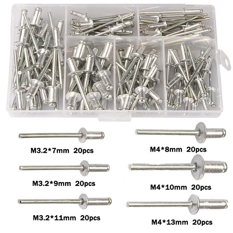Heavy Duty Hand Rivet Gun Professional Blind Riveter Set with 120Pcs Rivets for Automotive Home DIY Repair
