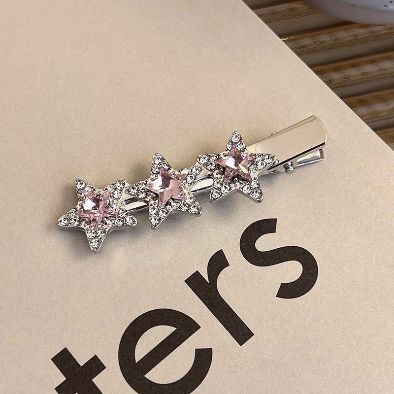 Fashion Luxury Crystal Hairpins Vintage Heart Pink Rhinestone Silver Hair Clips For Women Girls Sweet Barrettes Hair Accessories