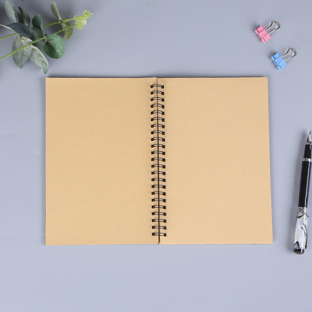 2pieces Double Spiral Office Stationery Supplies Kraft Coil Sketchbook Sketchbook Kraft Notebook