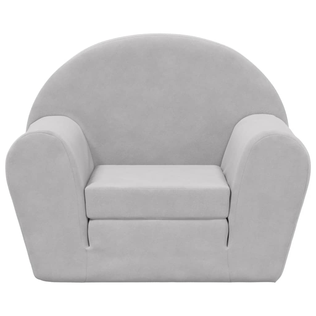 vidaXL Children's Sofa Bed Light Grey Soft Plush