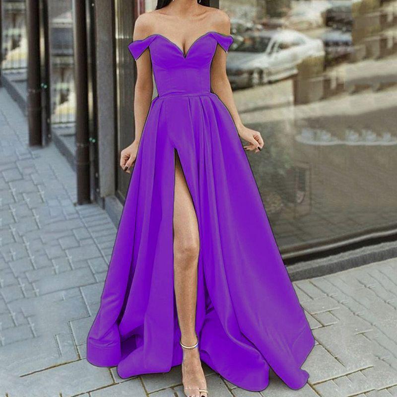 Women Sexy Party Evening Dress European and American Women's Clothing Tube Top V Neck Open Back Large Swing Dress