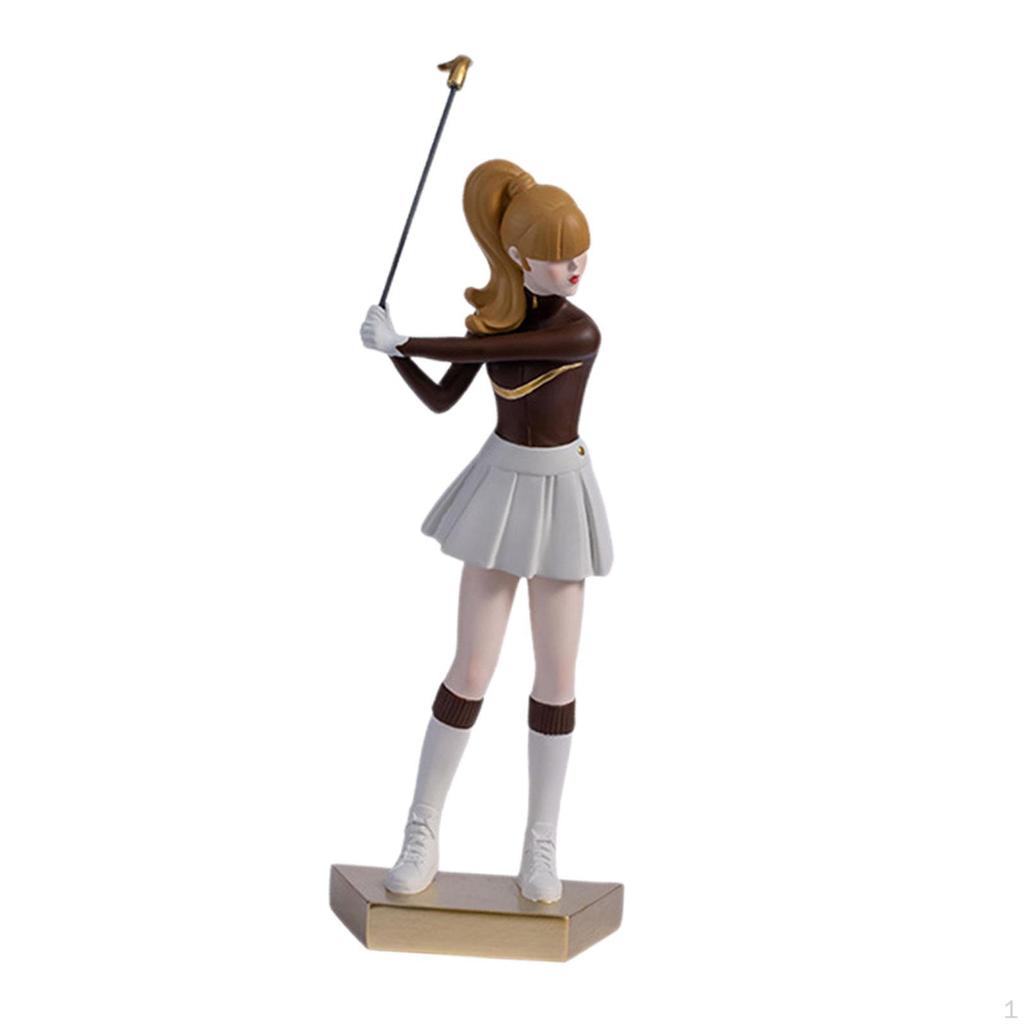 Lady Golfer Statue Decoration Girl Sculpture Figurine for Living Room Bedroom