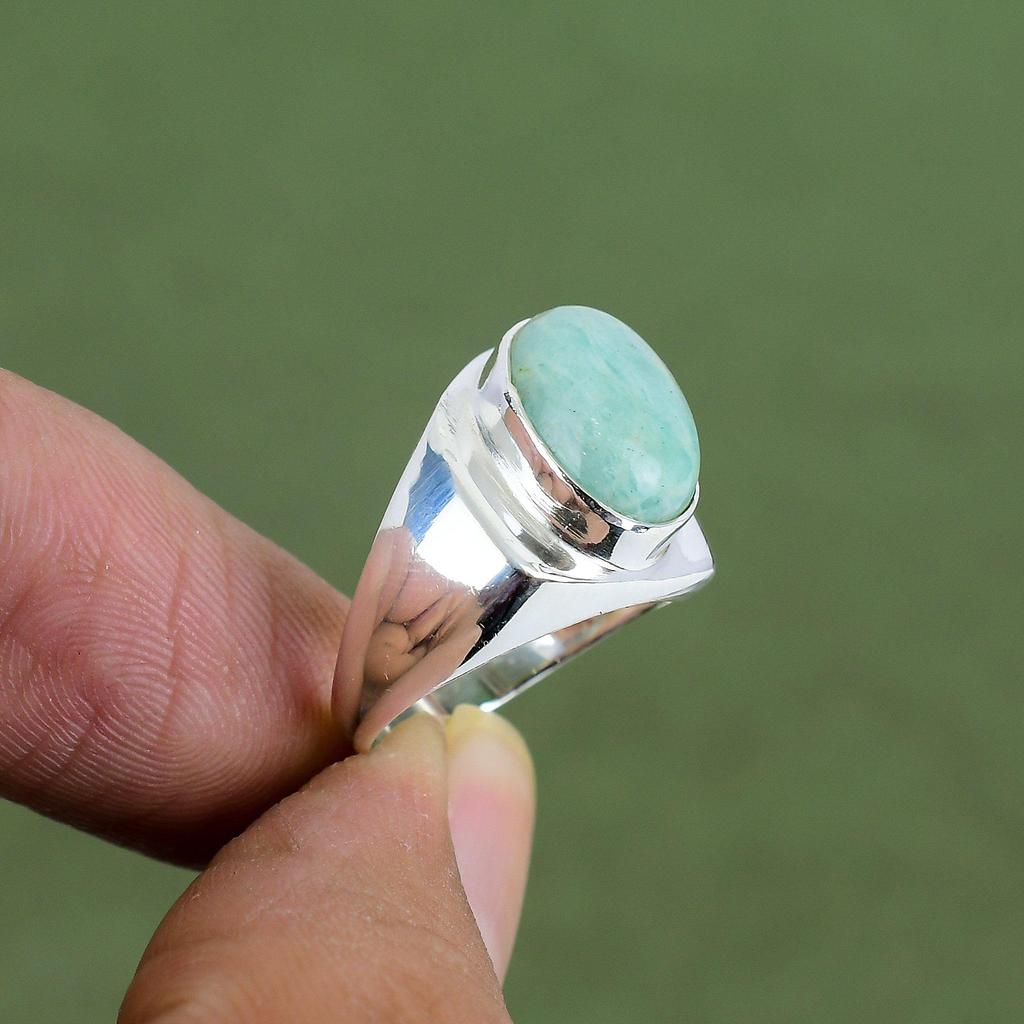 Amazonitring 925er Sterlingsilberring Ein Edelsteinring von höchster Qualität Handgefertigter Schmuck Statement-Ring Jahrestagsgeschenk In Ringgröße erhältlich