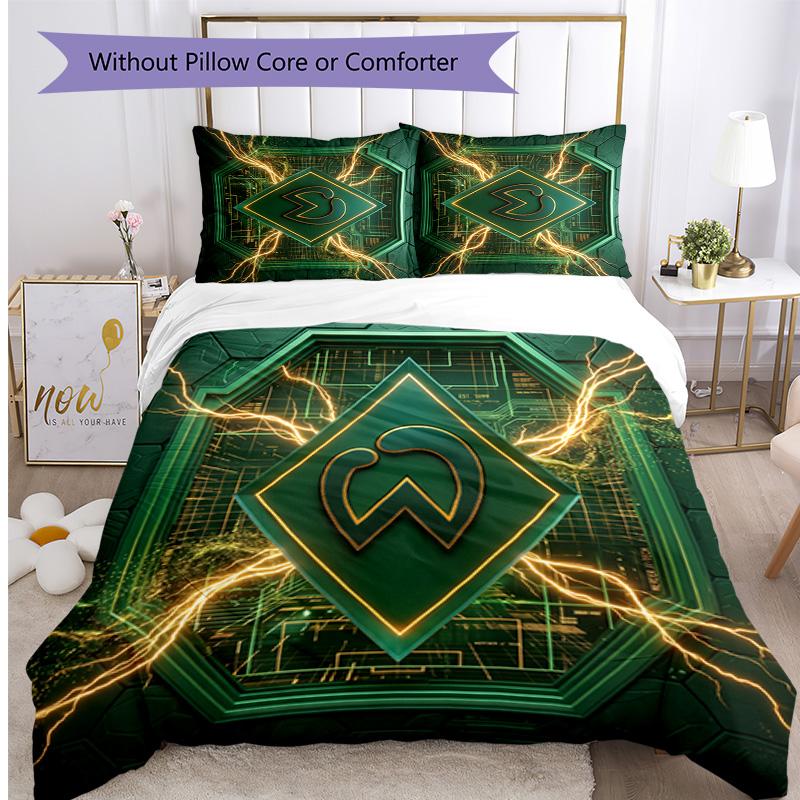Set Lenzuola 3 Pezzi Stampato Werder Bremen, Comodo Set Copripiumino per Camera da Letto Amico della Pelle