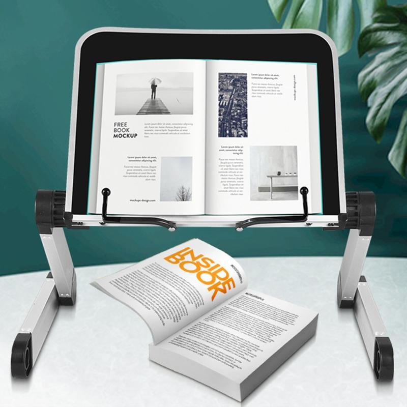 360 Degree Adjustable Desk Textbook Stand Support Foldable Reading Book Stand Holder with Paper Clips Bookcase Stand