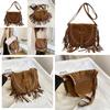 Pu Suede Fringed Saddle Bag With Zipper Closure For Daily Use And Bohemian Style