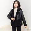 Leather Women's Plus Velvet Thickened Autumn and Winter Wear Loose Winter Western Style Short Ladies Leather Jacket On Both Sides