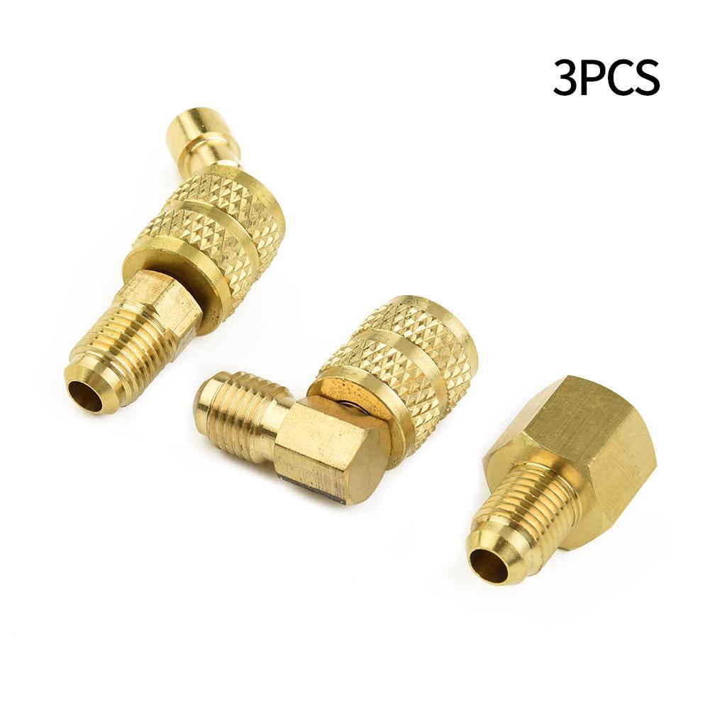 R410a Adapter, Converts 5/16 SAE Filling Vacuum Connector to 1/4 SAE, Made of Brass, for Mini Split System HVAC 2 Pack
