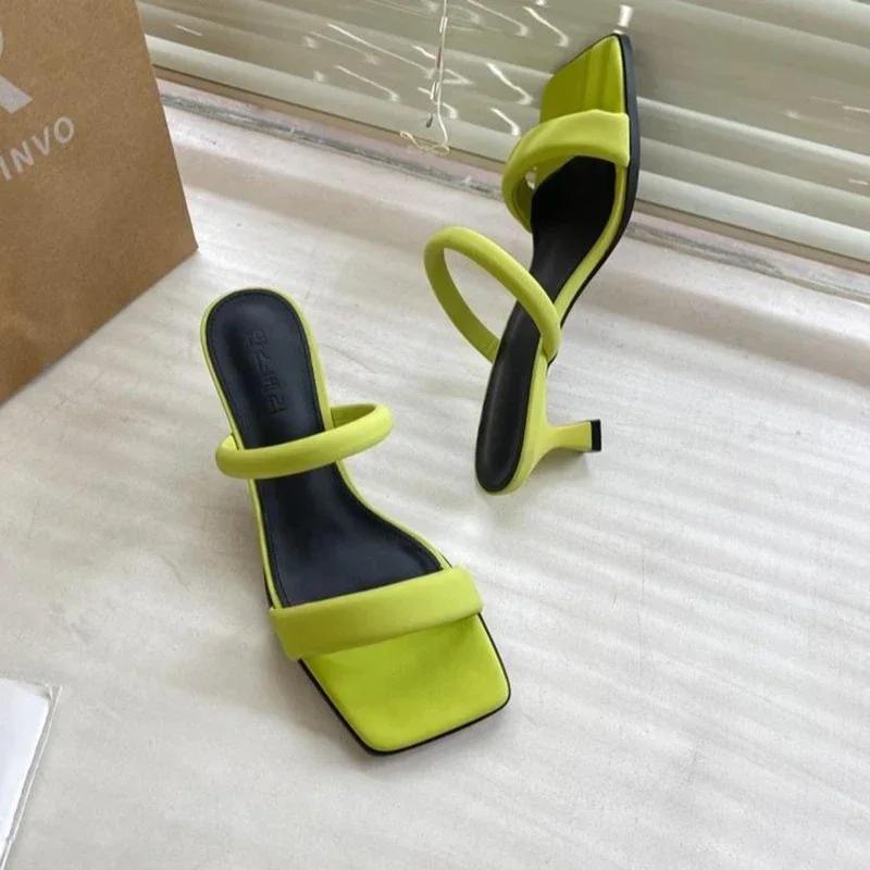 Fashion Women High Heel Sandals 2025 Summer Open Toe Casual Slippers New Square Head Thick Heel Shoes for Women Fashion Shoes Zapatos