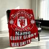 Custom Name Personalized Manchester United F.C Print Blankets, Home Decor, Bedroom, Sofa, Camping, Couch, Gifts for Birthday Christmas