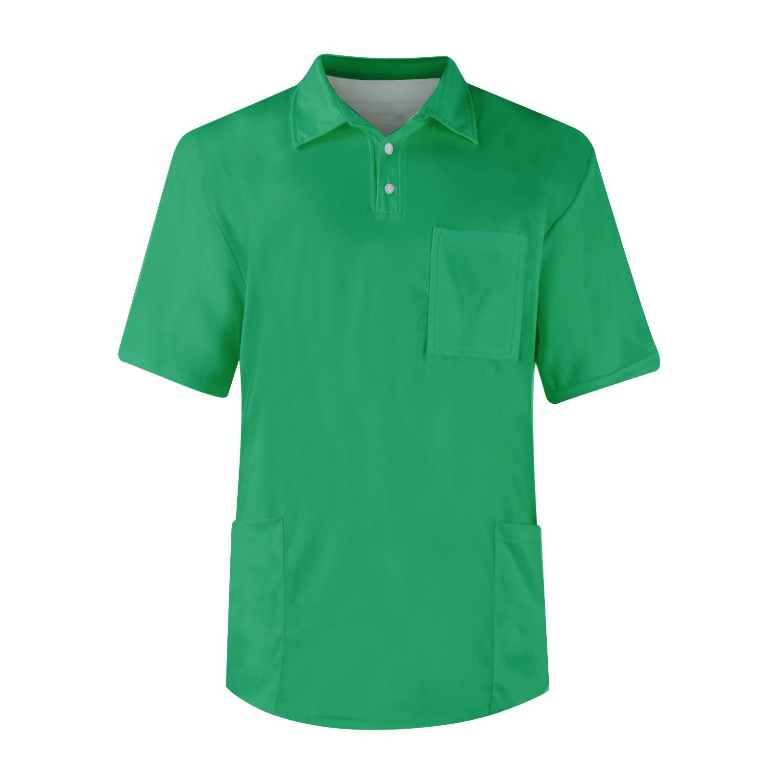 

Мужская однотонная футболка с коротким рукавом, пуговицами, лацканами, нагрудным карманом, Dry-nurse XXXXL зелёный