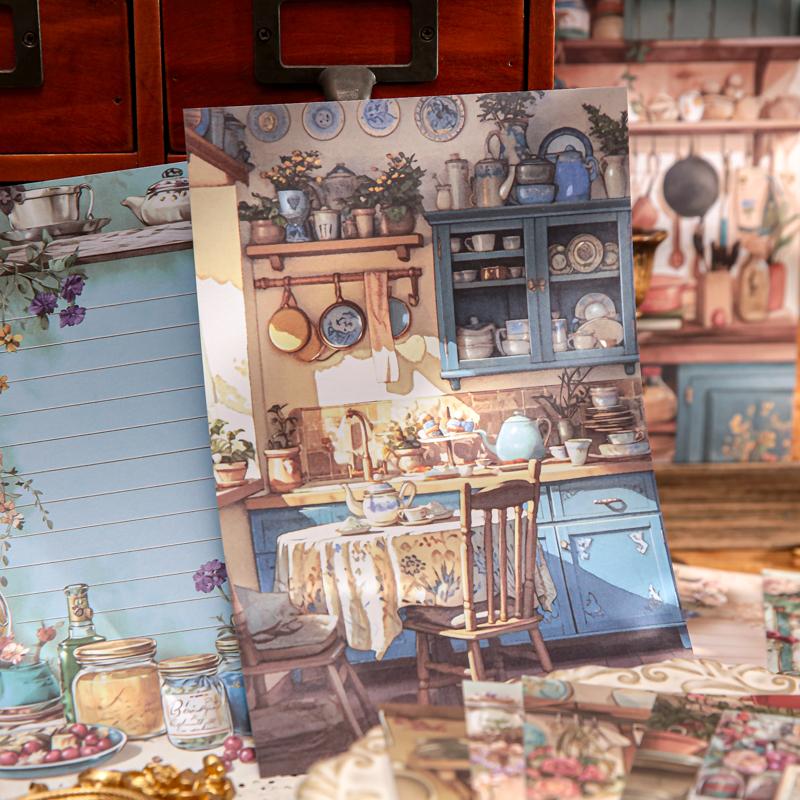 21Pcs/set Retro Background Stickers with Tweezer Set Material Paper 145*210mm Warm Moment Handbook DIY Decorative Sticker Paper