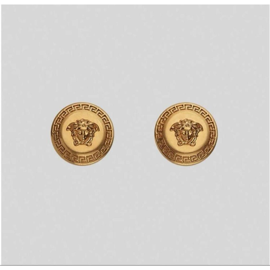 Used New Versace Stud Earrings Gold Unisex
