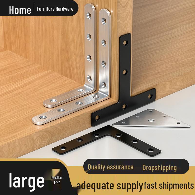 Reinforced 90° Stainless Steel L/T Bracket for Wooden Doors