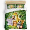 Tropical Jungle Cartoon Animal Giraffe Lion Elephant Duvet Cover Pillow Case Bedding Set Quilt Cover Double Bed Home Textile