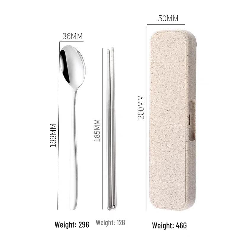 Portable Stainless Steel Cutlery Set: Fork, Spoon & Chopsticks - Ideal for Students & Outdoor Use