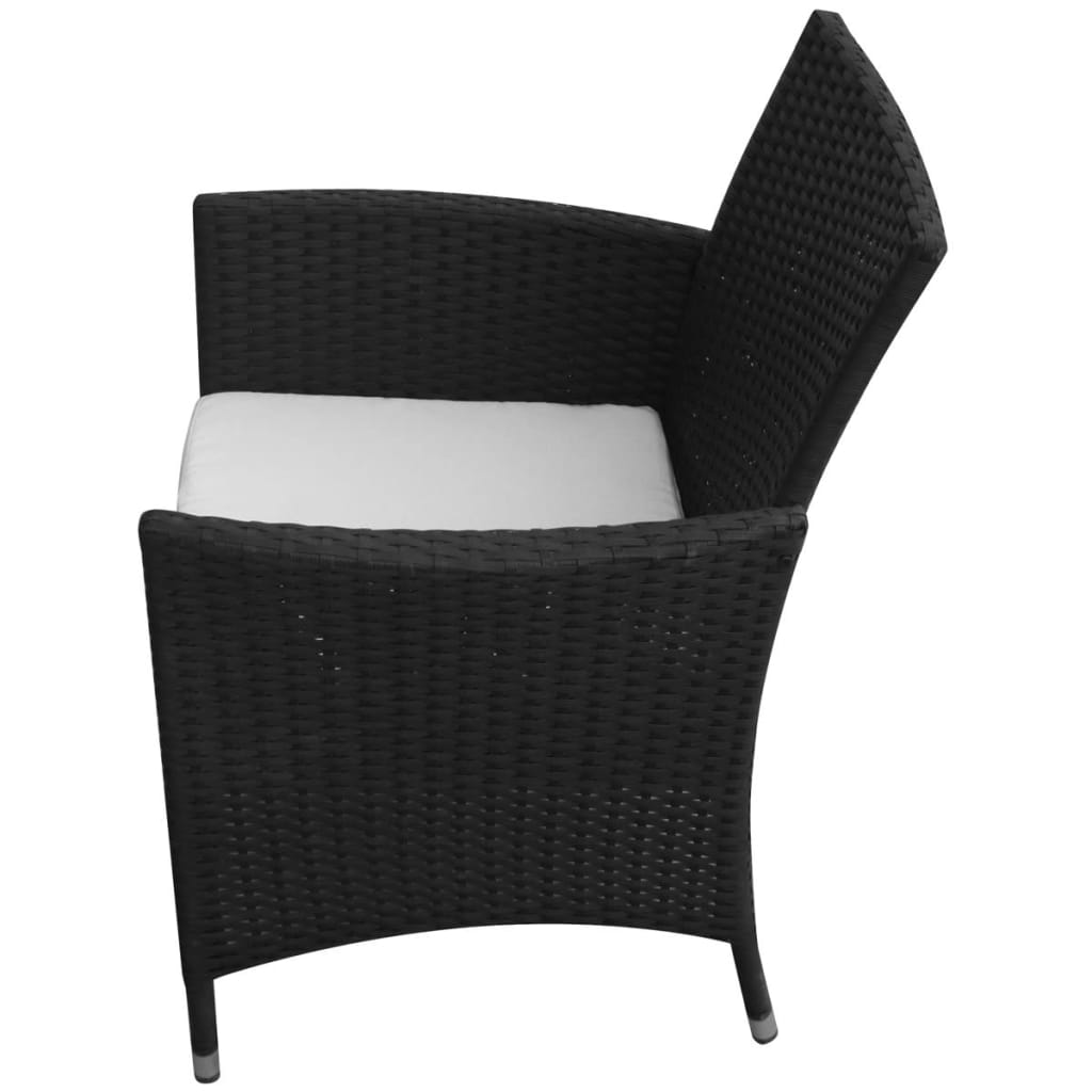 9 Piece Garden Dining Set with Cushions Poly Rattan Black