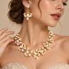 Elegant Rhinestone & Faux Pearl Necklace and Earring Set for Brides & Formal Wear