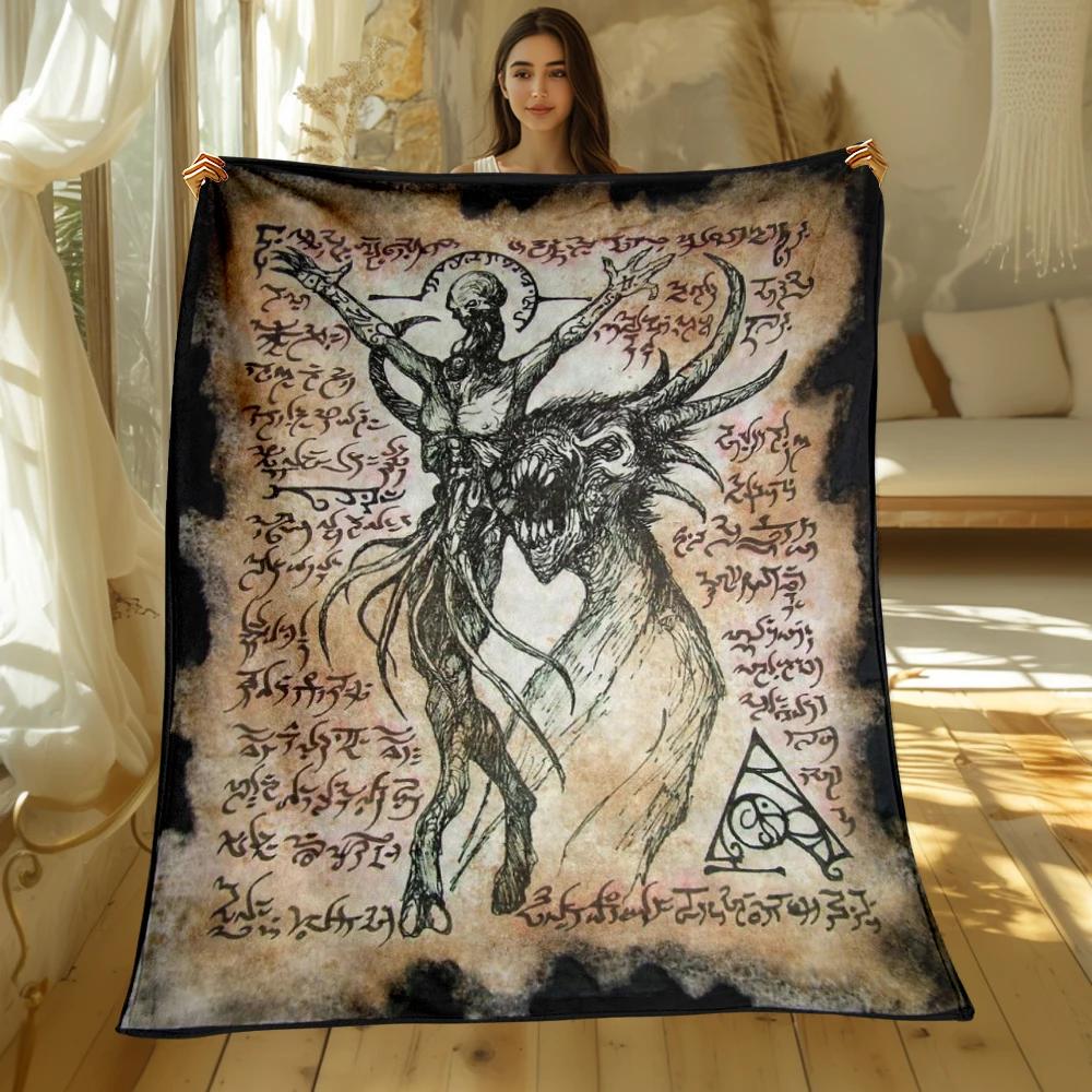 Book of Cthulhu Print Four Seasons Blanket Sofa Bed Cover Soft and Fluffy Blanket Soft Warm Flannel Throw Blanket Gift Art
