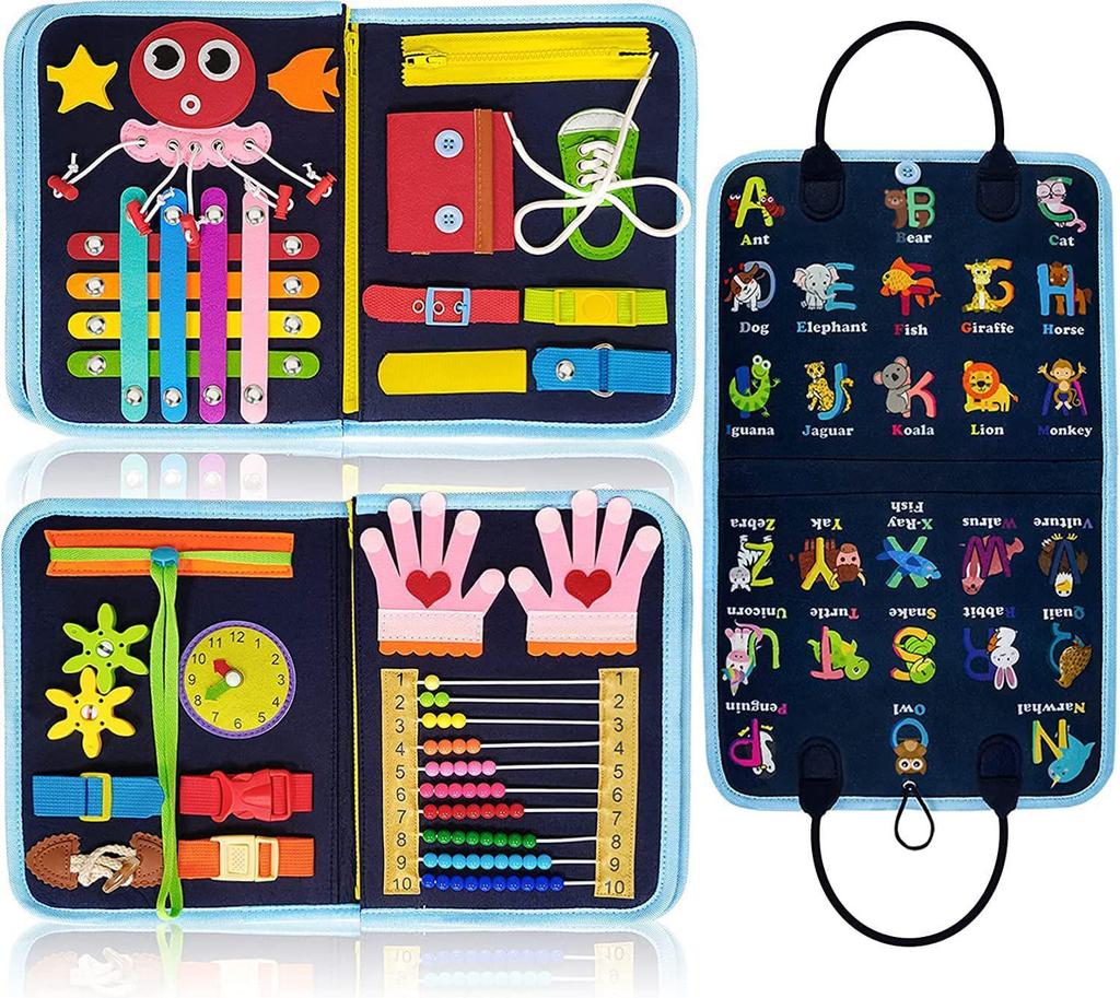 Montessori Dinosaur & Elephant Felt Busy Board Puzzle for Early Childhood Education