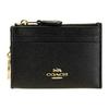 [Coach] Coin Purse Women's Outlet Coin Case Card Case Pass Case Key Ring Leather Brand 88208 88250 Mini Skinny MINI SKINNY ID CASE COACH (Black)