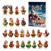 Acrylic Hanging Decorations Chicken Advent Calendar 2026 24 Days Christmas Countdown with 2D Flat Ornament Set Ornament Cartoon Pendant for