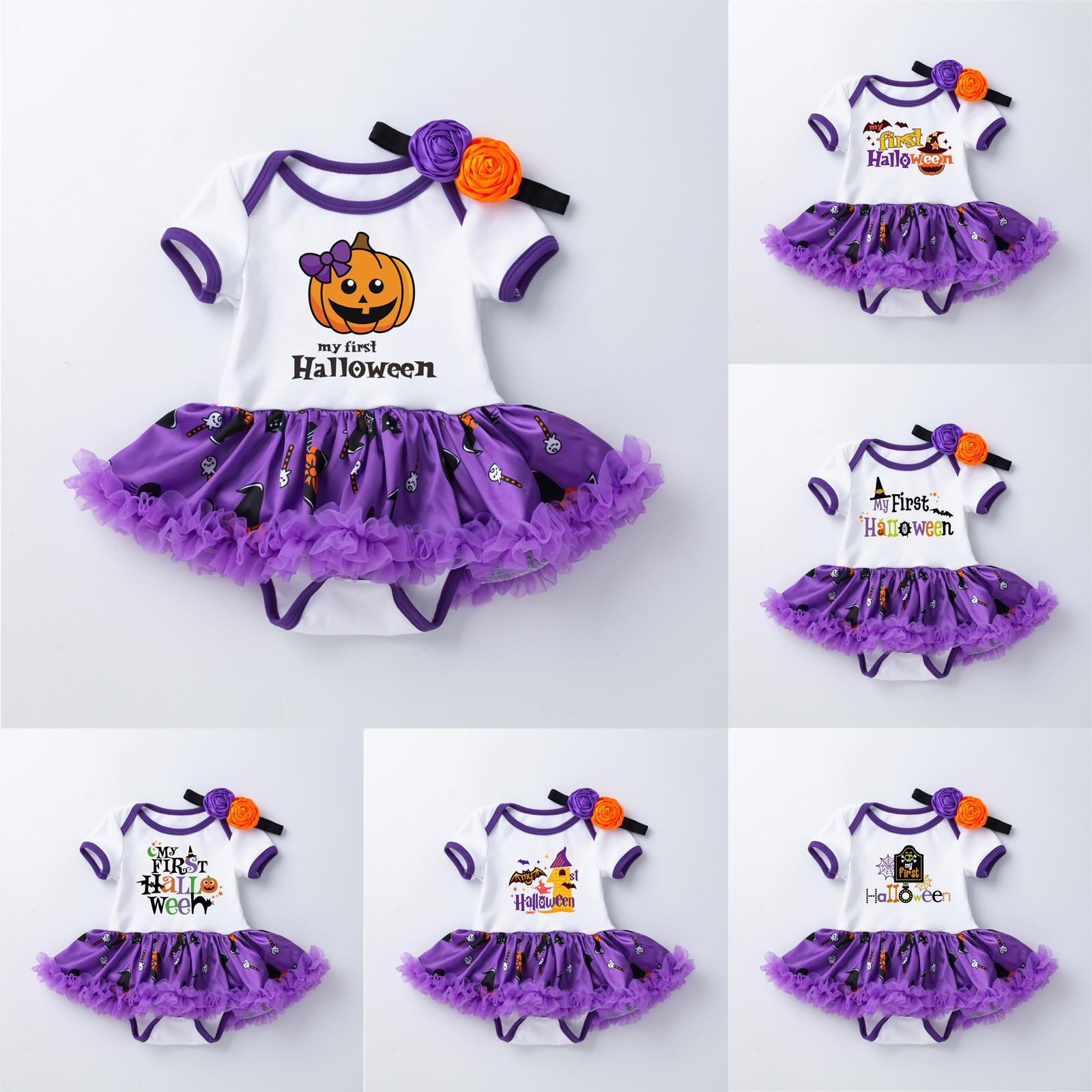 

Детские юбки для маленьких девочек, комплект из 2 предметов, комбинезон + повязка на голову, наряды на Хэллоуин