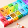 Portable Button-Press Lid Pill Box Weekly Travel Pill Cases Box 14 Grids Pills Container  Men/Women
