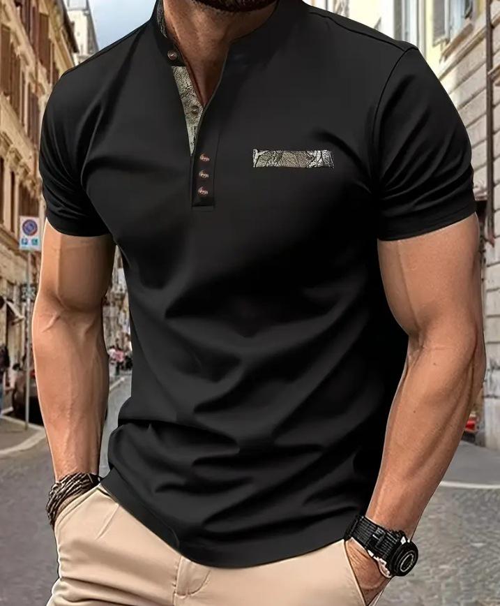 2024 Men's Trendy Casual Stand Collar Short Sleeve Polo Shirt