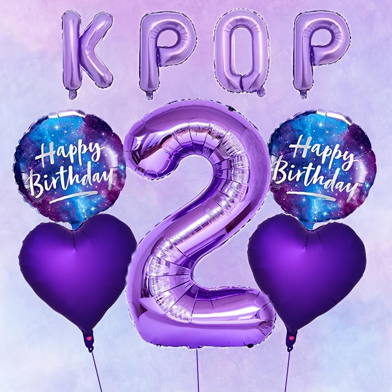 9pcs Cool Purple K-pop Themed Party Balloon Set 32-inch Number 0-9 Balloons Music Themed Party Decoration Photography Props