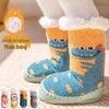 Winter Fleece Lined Baby Walking Socks, Non-Slip, Insulated Soft Sole Shoes for 10-Month To 1-Year-Olds