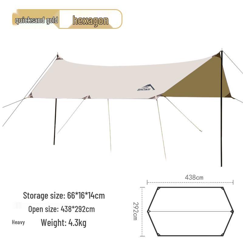 Silver Coated Large Outdoor Camping Sunshade Tent - Rainproof Pergola for Picnics
