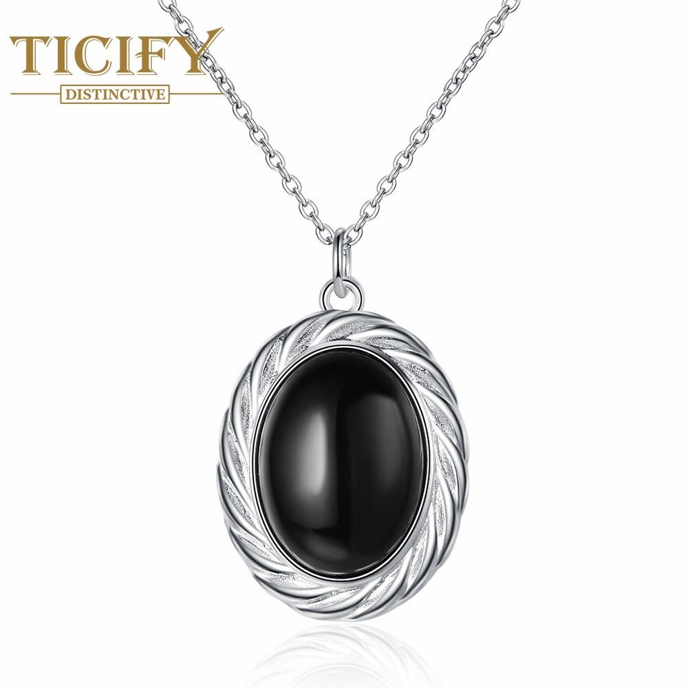 

Ожерелье TICIFY Ellipse из натурального черного агата, женская простота и классические элементы, нишевый дизайн, цепочка на ключицу с датчиком