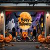 1 2D Flat Halloween Polyester Background Cloth - Ghost Bat Pumpkin Lantern Design - Indoor and Outdoor Decoration