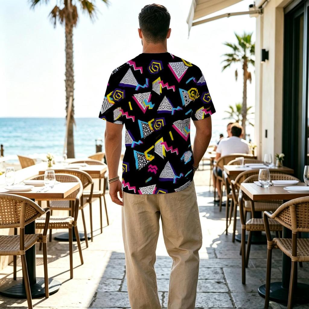 Men's Polyester 2D Print Geometric Series Short Sleeve T-Shirt Casual Fashion Top for Halloween Daily Wear