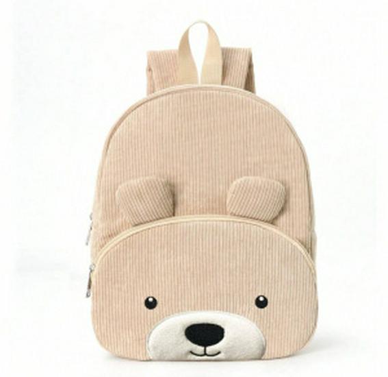 Cute Cartoon Corduroy Backpack - Large Capacity Plush Bear School Bag for Students