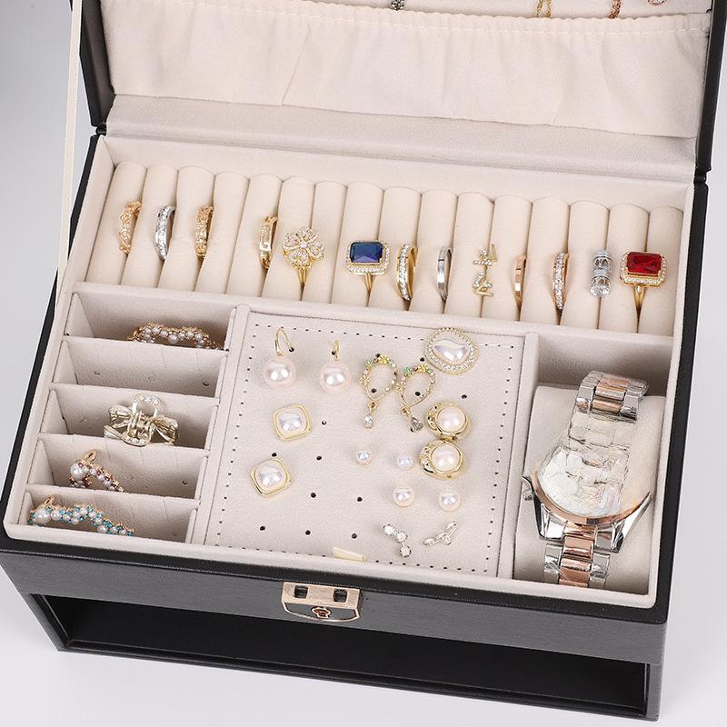 Mehrschichtige Schmuckschatulle für Ringe, Ohrringe, Halsketten, Armbänder und Haarschmuck