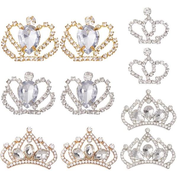 

SUNNYCLUE 1 Коробка 10 шт. Украшения в виде короны Стразы Подвески-короны Кристалл Стразы Украшение-корона Подвески с плоской задней стороной для изготовления ювелирных изделий DIY Волосы