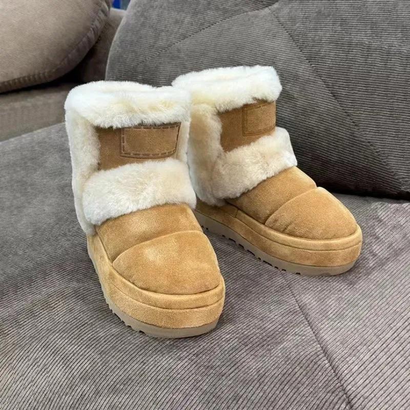 2024 Hot Sale Ladies Shoes Slip-on Women's Boots Fashion Short Plush Daily Boots Women Winter Round Toe Keep Warm Snow Boots