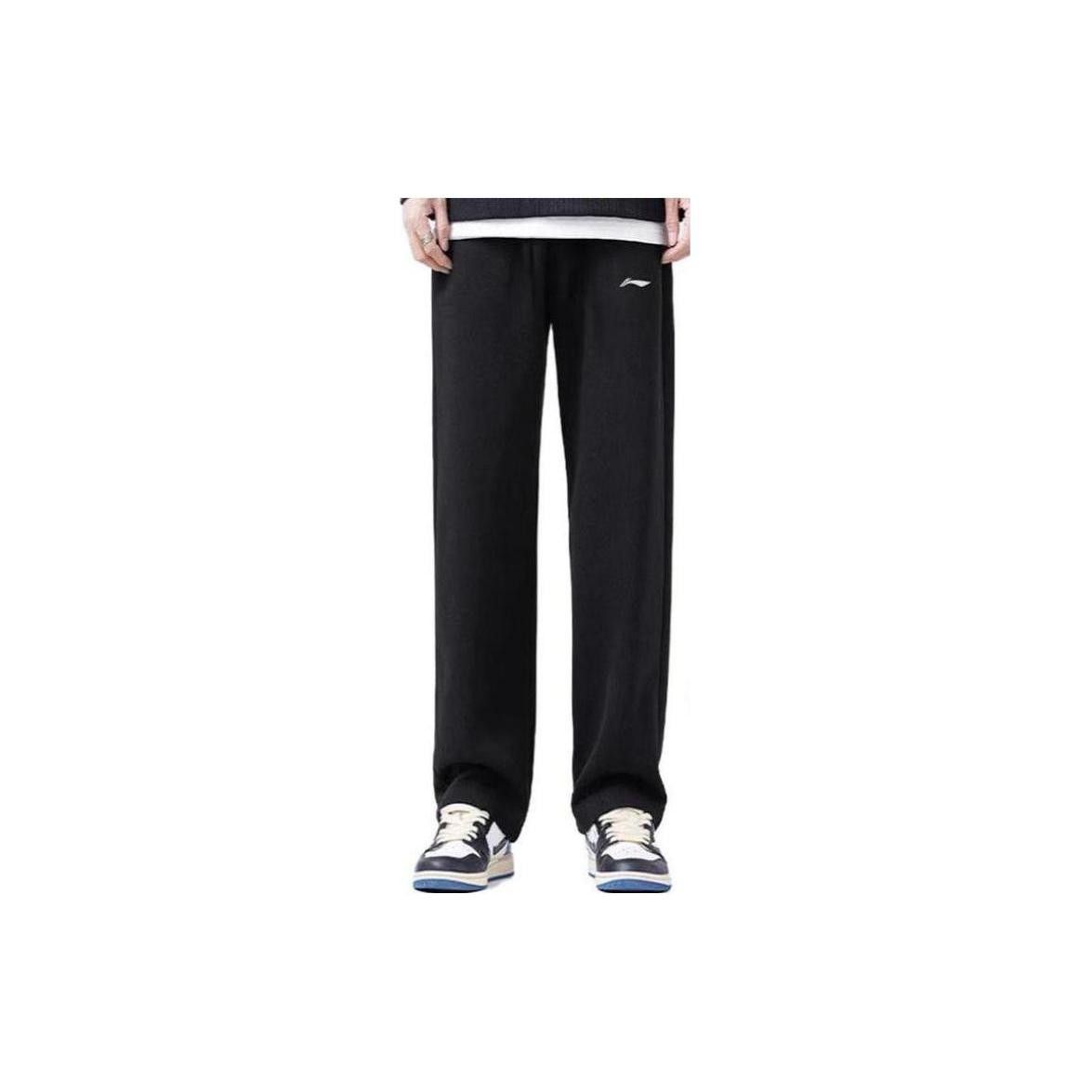 Li Ning Casual Pants Men s Thickened And Fleece Lined Straight Fit Pants YKLT223-1XT- L