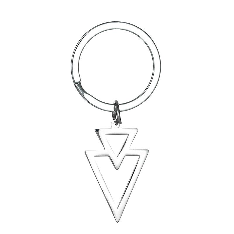 

Overlapping Triangle Stainless Steel Keychain Geometric Minimalist Design Fashion Men s Car Pendant Practical Gift