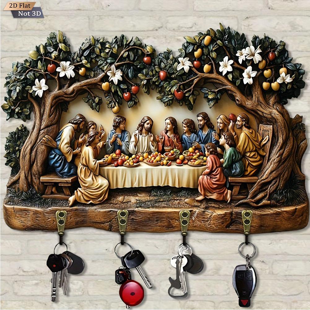Wooden Wall Keychain Hanging Classic Wooden Nativity Shared Holder Keychain Ornament Key Up Movie Keychains Hooks Scene Han T9O6