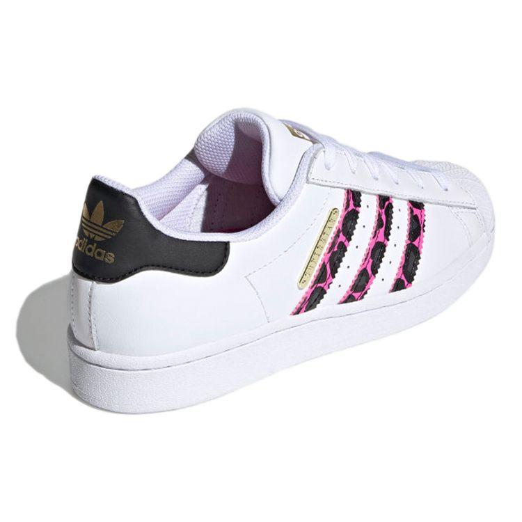 Adidas Originals Superstar Synthetic Leather Durable Low-Top Skate Shoes Women Sneakers White Black Pink FX6037